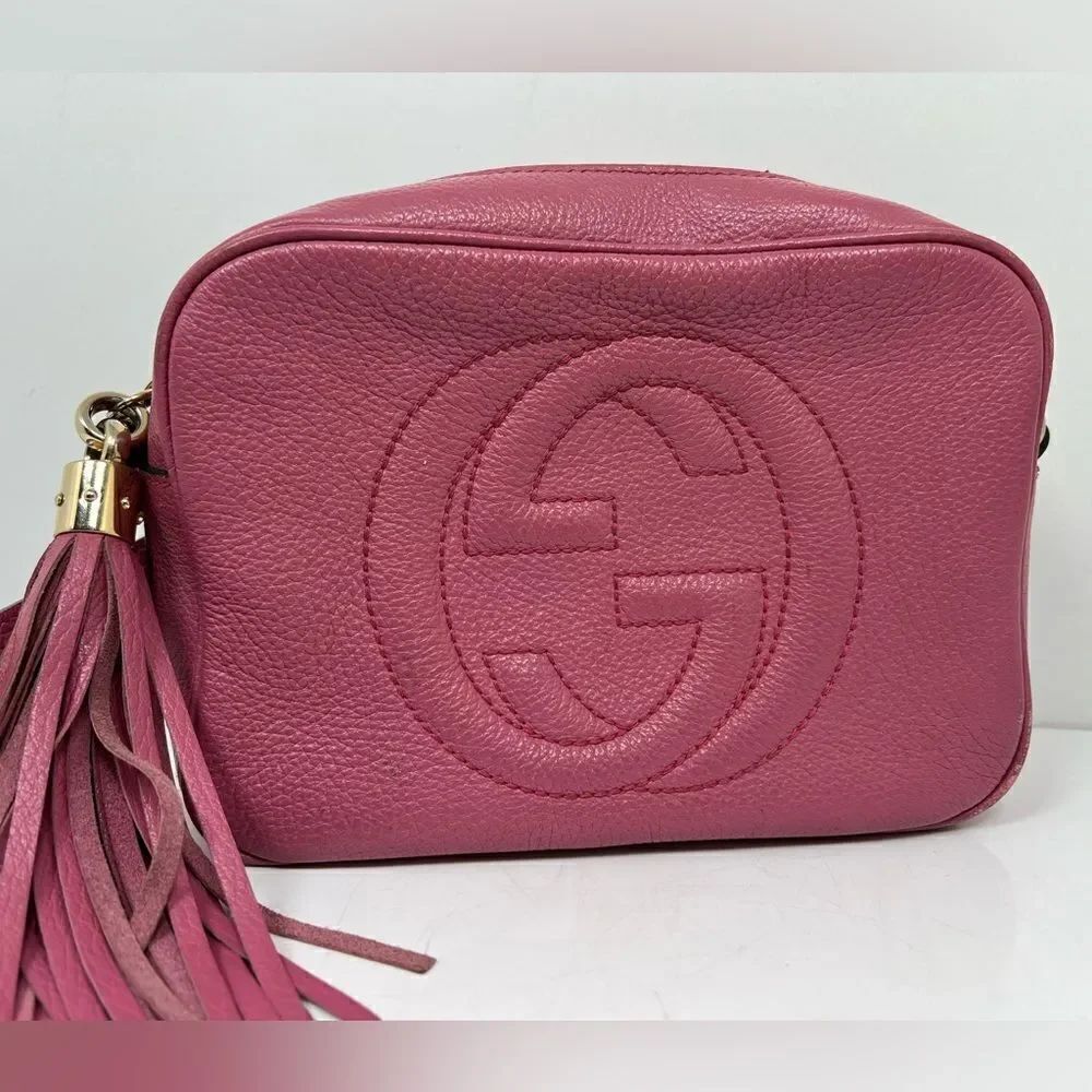 GUCCI Soho Disco Shoulder Bag Leather Pink Authentic